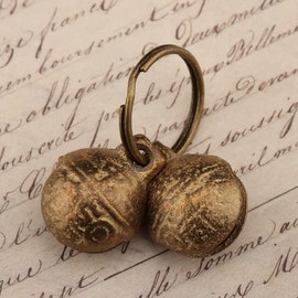 kcrygogo Bells for Cat Collars - 2 Pack Copper Bells for Little Dogs & Cats Noise Maker Anti-Theft Bell Come with Silver Pet Anti-Lost ID Pendant Tags (2Set)