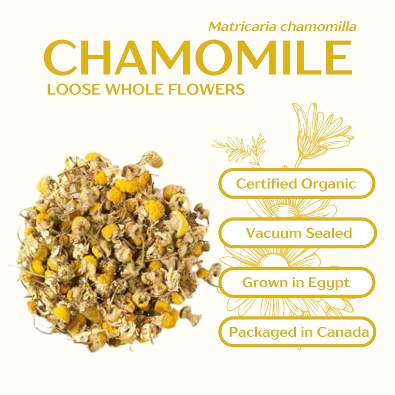 Organic Chamomile Tea, 250g Loose Whole Flowers, Premium Quality Egyptian