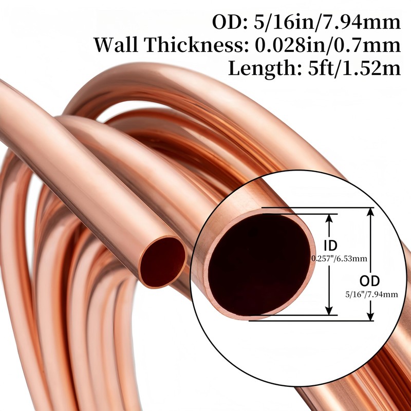 BELLA BAYS Copper Tubing 5/16" OD x 0.257" ID x