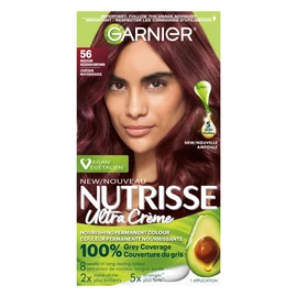 Garnier Nutrisse Ultra Crème, Permanent Hair Dye, 100% Grey Coverage, Vegan Formula, Nourished Hair, Long-Lasting Rich Colour, Protects Hair Against Dryness, 56 Medium Reddish Brown, 1 Application