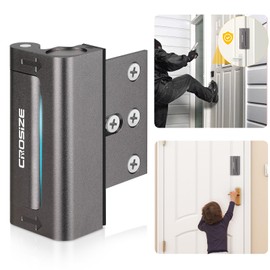 Home Security Door Lock, Upgraded Metal Door Reinforcement Lock, 3" Withstands 1000 lbs of Impact for Inward Swing Doors, Defender Door Locks for Kids Safety, Prevent Unauthorized Entry, Dark Gray