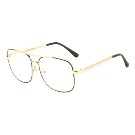 Elite Classic Square Luxury Aviator Readers Reading Glasses (Black & Gold Frame, 2.50)