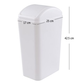 Joyeen 14 Liter Plastic Swing Lid Trash Can, Small Wate Can (White)