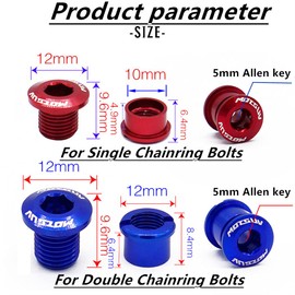 YBEKI Chainring Bolts for Road MTB Bicycle Single Chainring and Double Chainring Bolts with Mounting Wrench (Purple, Single Chainring Bolts)