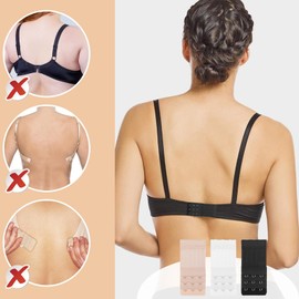 6PCS Bra Extenders 3 Hook/4 Hook Women Elastic Extensions Bra Lady’s Breathing Room Stretchy Brasier Extension Strap Soft and Comfortable (Black White Skin)