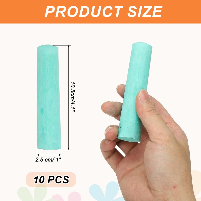 PATIKIL 10 PCS Dustless Chalk, Cyan Blue Sidewalk Chalk Large