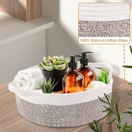 OUTBROS Storage Basket, Cotton Rope Braided Basket, Decorative Storage Basket, Braided Basket, Stackable, Multi-Purpose Organising Container, Beige/Brown