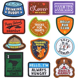 Solsew 12 Pcs Funny Cute Dog Patches for Harness Removable Vest Collar Hook Patch Set Dogs Proud Puppy Dad Mom Training Security Military Tactical Novelty Accessories Gifts