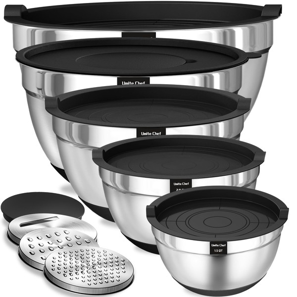 Umite Chef Mixing Bowls with Airtight Lids, 8PCS Stainless Steel