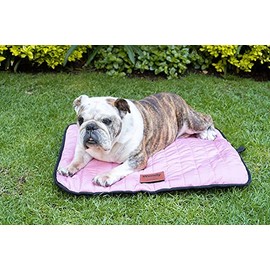 Cama Tapete Personalizable para Perros (GRABAMOS el Nombre de tu Mascota), Enrollable, Excelente Calidad, Ideal para Viajes. (Small, Rosa)            
