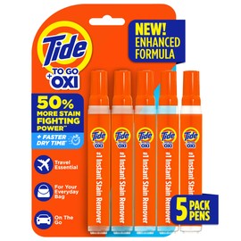 Tide Stain Remover for Clothes, Tide To Go Pen, Instant Stain & Spot Remover for Clothes, Travel & Pocket Size, 5 Count (Pack of 1) (Packaging May Vary)
