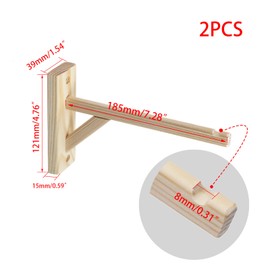 MY MIRONEY 2 PCS Solid Wood Triangle Shelf Brackets, Wall Mount Wood Shelf Bracket with Hooks for Hanging Lights, Home Decor, with Screws - Ideal for Living Room, Kitchen, and Bedroom - Color 02