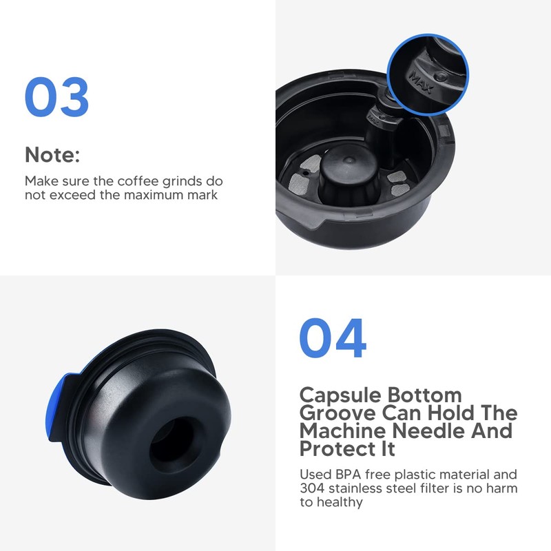 i Cafilas Refillable 2 Coffee Capsules for Tassimo Bosch, Reusable