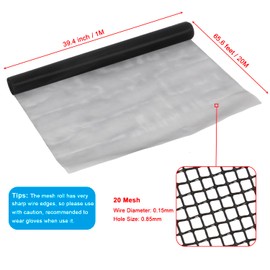 MYOYAY 304 Stainless Steel Mesh Black Window Screen Roll 39IN x 65FT Metal Wire Mesh Screen for Door Porch Patio Pet Poultry Cage