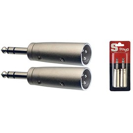 Stagg 16101 Adaptor (Blister, Stereo Jack to Balanced XLR Plug, 2 Pieces) Matte / Chrome-Plated