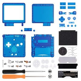 IPS Ready Upgraded eXtremeRate Clear Blue Custom Replacement Housing Shell for Gameboy Advance SP GBA SP – Compatible with Both IPS & Standard LCD – Console & Screen NOT Included