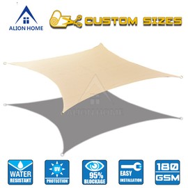 Alion Home HDPE UV Block Curved Edge Sun Shade Sail Permeable Canopy - Square and Rectangle - Custom 185GSM (6' x 12', Banha Beige)