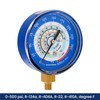MEASUREMAN Refrigeration Pressure Gauge, 3-1/8” Blue Dial, 30inHg-250psi, 250-500psi Retarded