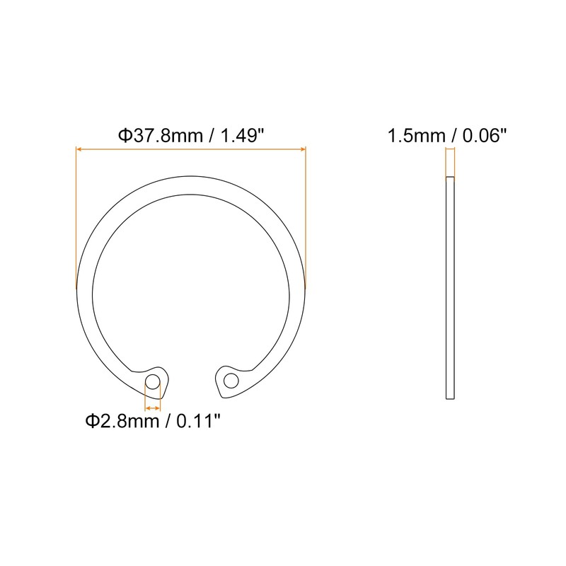 sourcing map 10Pcs 35mm Internal Retaining Ring Circlip, 304 Stainless
