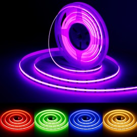 MIWISE RGB COB LED Strip Light 20ft/6.1m,Color Changing Dimmable Strip Light DC24V,Multicolor Flexible Tape Light 10mm Width,for TV,Bedroom,Party DIY Decoration(Power Supply&Controller NOT Included)