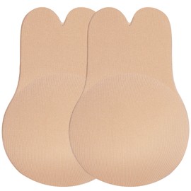 Klebe BH Push-Up – 2er Set selbstklebender BH mit handaufgetragenem Soft-Kleber – Rückenfrei & trägerlos – Unsichtbarer Lift-Up Bra mit Nippelabdeckung – Wiederverwendbar & hautfreundlich (Beige, B)