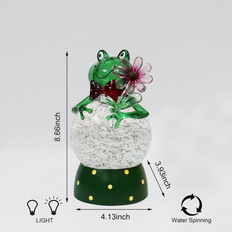 MOMENTS IN TIME Acrylic Frog Snow Globe LED Light-Up Water