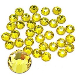 Jollin Glue Fix Crystal Flatback Rhinestones Glass Diamantes Gems for Crafting Nail Art Crafts Decorations Clothes Shoes 4.8mm (ss20 1440pcs, Citrine)