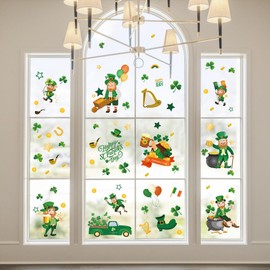 AKEROCK St Patricks Day Window Clings, Large Leprechaun Style Reusable Static Window Stickers for St Patricks Day Decor, St Patricks Day Decorations for The Home