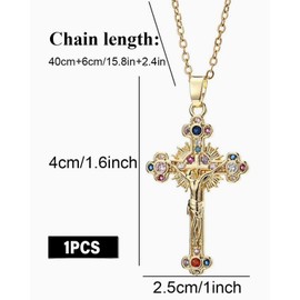 MOPZIJA Cross chain, cross chain gold, women's gold cross chain, women's AAA zirconia cross pendant, cross chain ladies, fashion jewellery for women and girls, gift, comes with 1 flannel bag