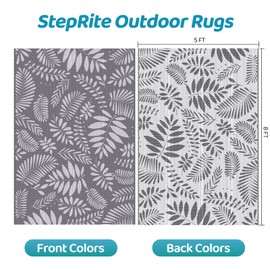 Outdoor Rug, Patio Rug, Plastic Straw Camping Rugs, Large Waterproof Area Rug and Mat for Outdoors, RV, Patio, Backyard, Deck, Porch, Beach, Balcony, (5'x 8', White&Gray)
