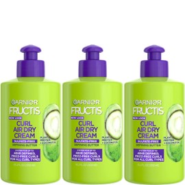 Garnier Fructis Style Curl Nourish Butter Cream Leave-In Conditioner for Curly Hair, 10.2 Ounce Bottle, 3 Count