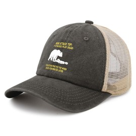 Mens Bear Attacks Tip Funny Trucker Hats Golf Cap for Grandma