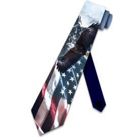 Three Rooker Patriotic Ties Mens Flag and Eagle Necktie USA Tie