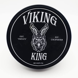 VIKING KING BEARD CO. Bálsamo para Barba Negro: Totalmente Natural (Limoncillo, Árbol de Té, Menta y Madera de Cedro)