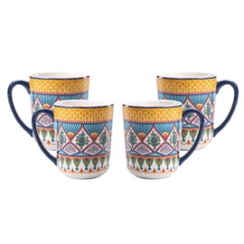 Bico Havana Ceramic Mugs, Set of 4, for Coffee, Tea, Drinks, Microwave & Dishwasher Safe
