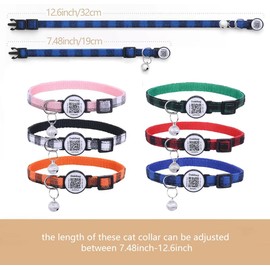 DOKITAG Cat Collar Breakaway with QR Code Name Tag,Pet ID Tag,Cat Collar with Bell and QR,Pet Online Profile-Scan QR Receive Instant Pet Location Alert Email 3pack (Green & Red & Blue)