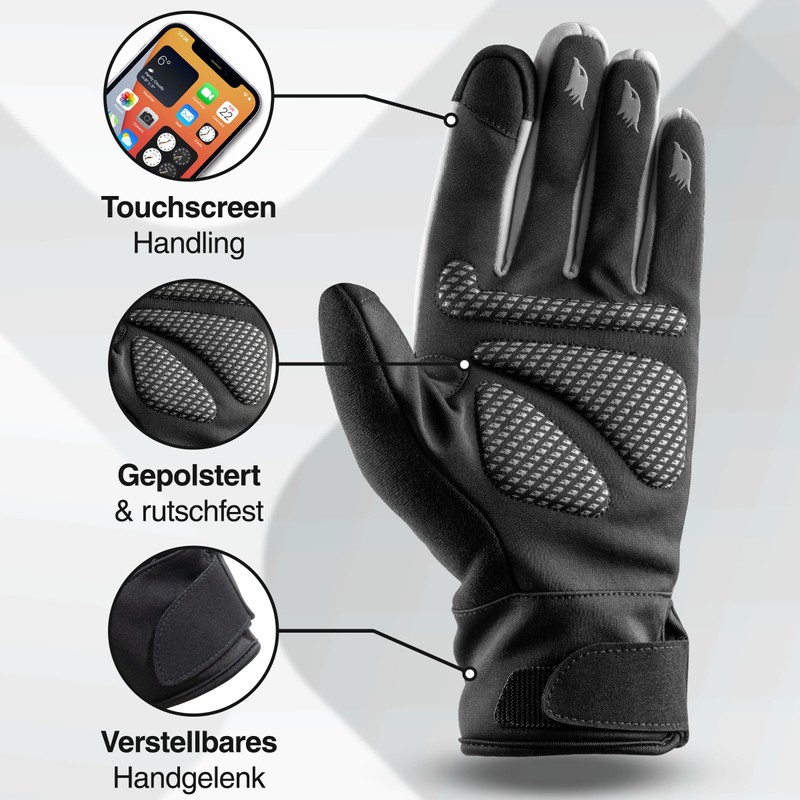 Valkental® GloRider Windproof Cycling Gloves - Padded & Grippy |