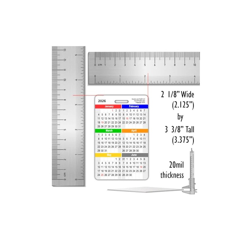 2026 Monthly Calendar Badge Card Vertical (1 Card)