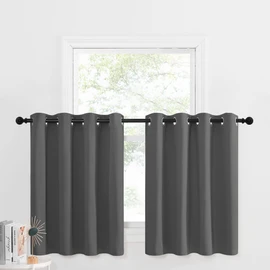 NICETOWN Short Blackout Cafe Curtains Kitchen Window Valance, Thermal Insulated Grommet-Top Short Curtain Tiers for Thanksgiving / Room Decor (1 Panel, 52W by 36L + 1.2 inches Header, Gray)