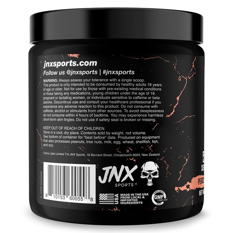 JNX Sports The Curse Peach Rings Pre-Workout Powder, 50 Servings