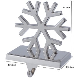 Set of 2 Snowflake Christmas Stocking Holders for Mantle-Snowflake Christmas Stocking Hangers for Mantel Xmas Stocking Hooks for Fireplace,Metal Mantle Hooks Shelf Hanger Mantelpiece Decoration