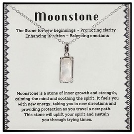 Genuine Moonstone Necklace 925 Sterling Silver Necklace for Women. Moonstone Pendant Meaningful Silver Jewelry New Beginnings Gifts Womens Crystal Necklaces Recovery Gifts for Women Addiction (Premium Gift Box, New Beginnings)