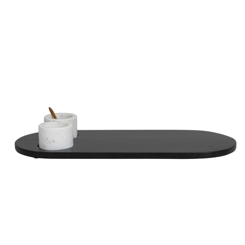 Bloomingville Bloomingville Mango Wood Tray with 2 Marble Bowls and