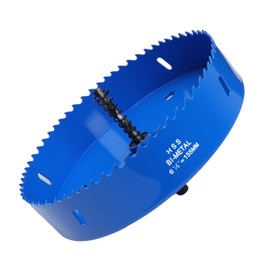 6.1 Inch / 155mm Hole Saw Blue with Arbor and Pilot Drill Bit, Bi-Metal Hole Cutter for Fiberboard, Wood, Drywall, Plastic, Soft Metal Sheet, PVC Board and Cornhole Boards Drilling