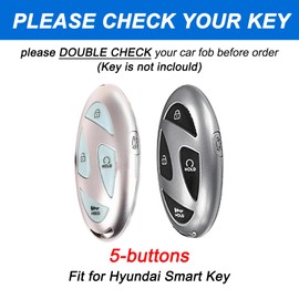 5 Buttons Compatible with Hyundai Key Fob Cover Accessories, Fits for Elanrtra Sonata Ioniq Santa Fe Santa Cruz KONA Tucson, Soft TPU Key Case with Leather Keychain (Ivory)
