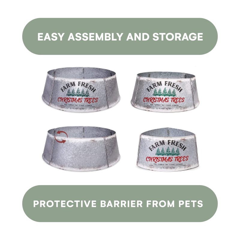 Hallops Galvanized Christmas Tree Collar - Large to Small Christmas