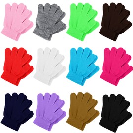 TODDOR 12 Pairs Kid's Winter Magic Gloves Children Stretchy Warm Knit Gloves for Boys or Girls