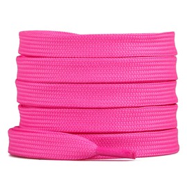Booyckiy [2 Pairs] Flat Shoe Laces for Sneaker, 2/5" Wide Shoelaces Hot Pink 47 inch(120cm)