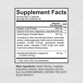 Suplemento Candi Support 60 Cápsulas Sunergetic para Cándida y Parásitos