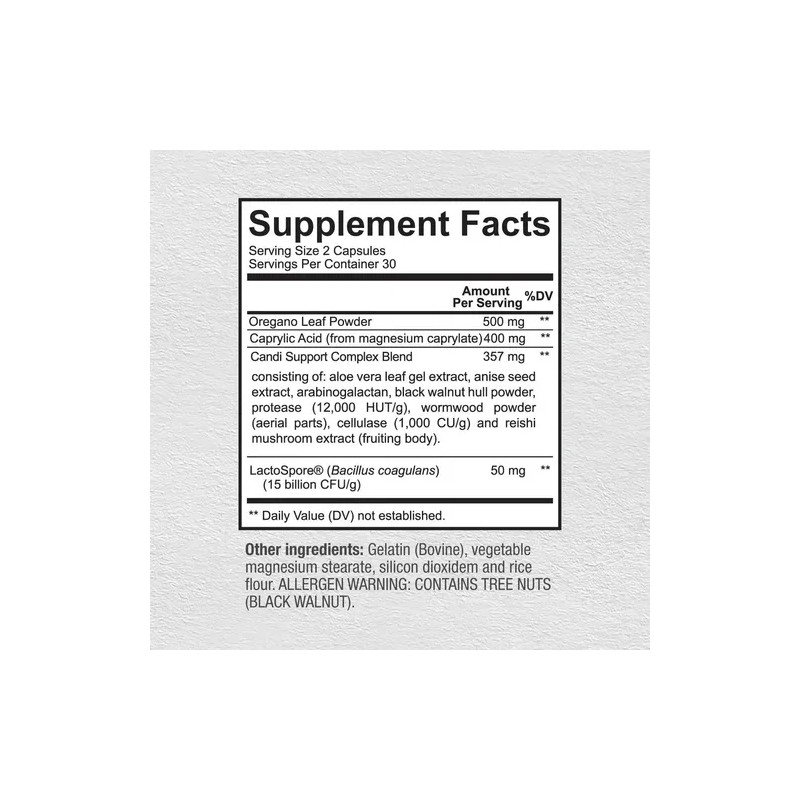 Suplemento Candi Support 60 Cápsulas Sunergetic para Cándida y Parásitos